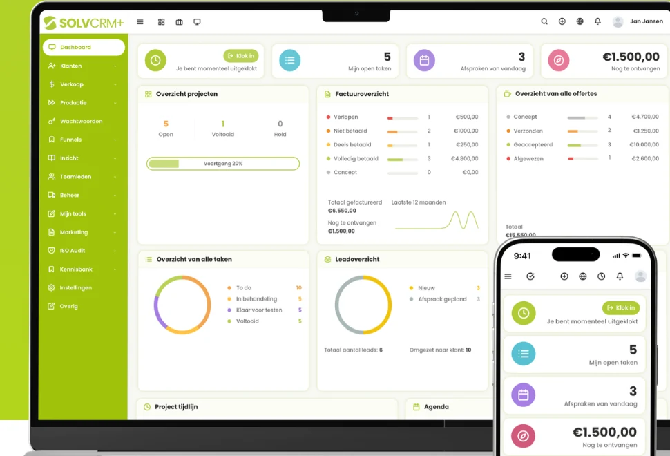 SolvCRM+ platform dashboard